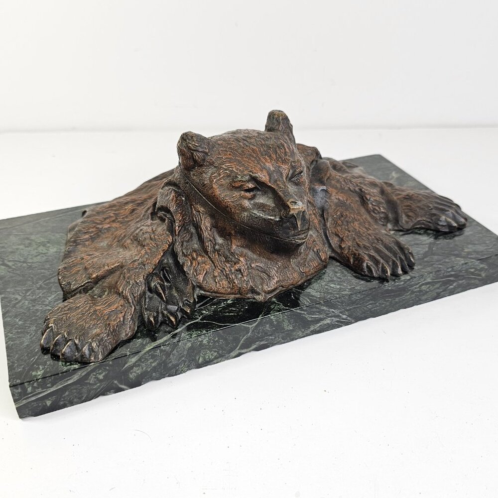 Russian Inkwell Bear With Marble Base 3.84KG Amazing Collector Piece